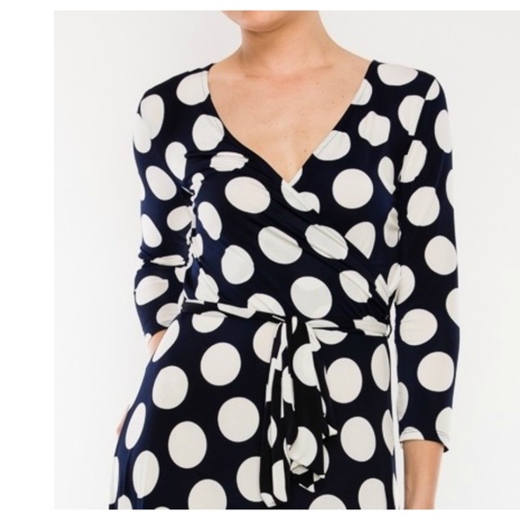 BLACK AND WHITE POLKA DOT MAXI DRESS - Picture 6 of 7